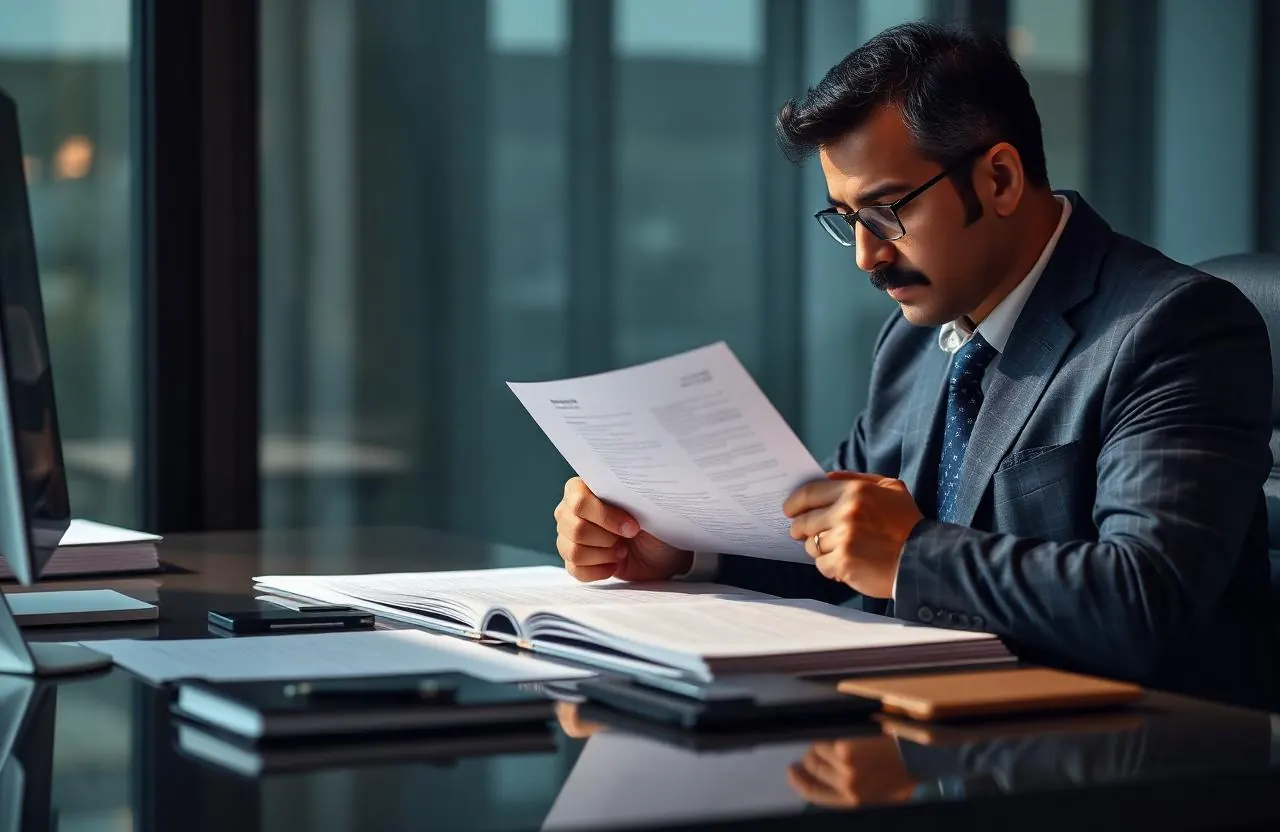 Person reading official documents (illustrative)