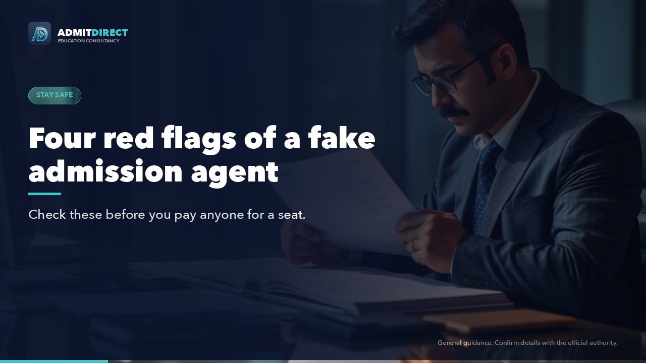 Person carefully reading official admission documents before paying a fee